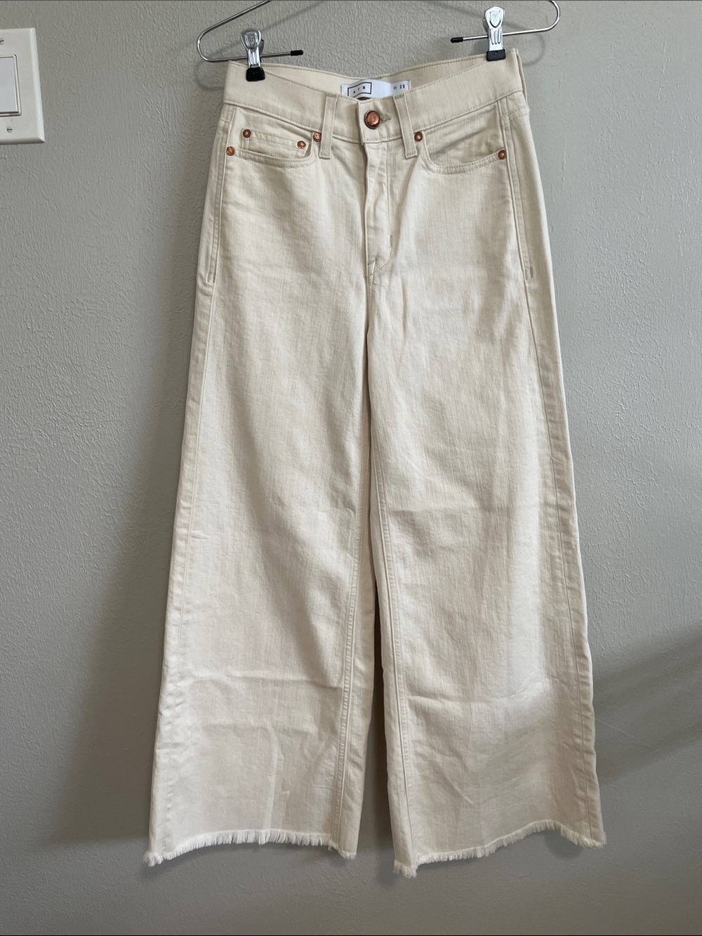 AYR Jeans The Must Wide Leg Raw Hem in Driftwood Cream